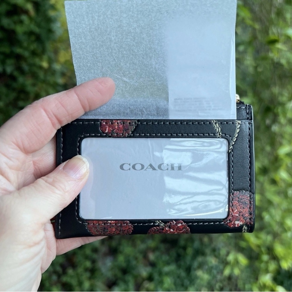 COACH Mini Skinny Id Case Cardholder Keychain Wallet w Cherry Print CDF83 NWT - Picture 3 of 7